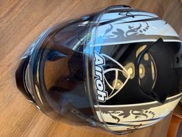 Motorradhelm Airoh schwarz weiss mit Muster gebraucht