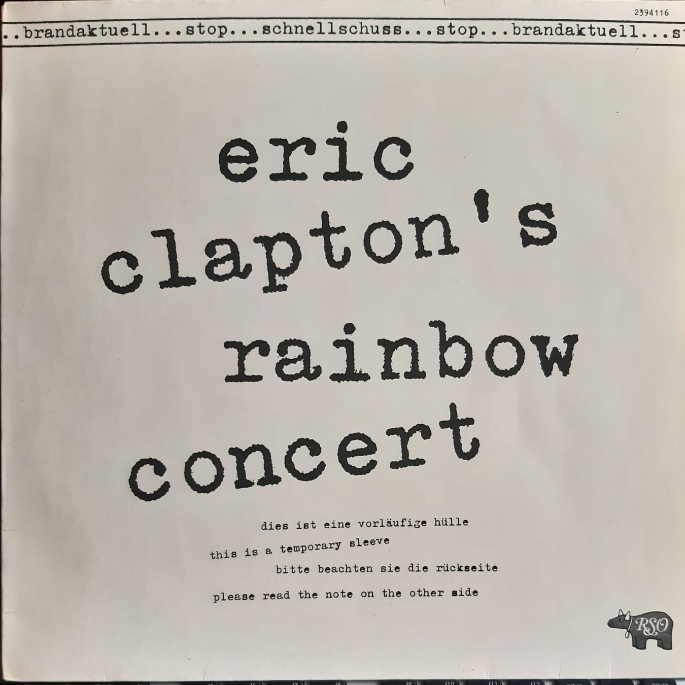 Dischi in vinile: ERIC CLAPTON: Rainbow Concert  RSO:  2394 116 – Usato da Frick venduto da kyb_yq8h