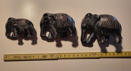 Elefanten-Figuren aus Stein, 3er Set