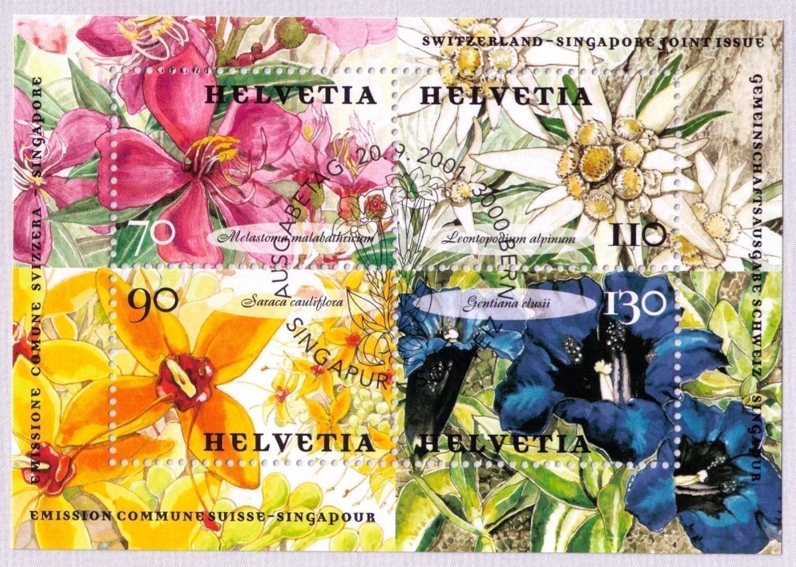 Tutti i francobolli: 2001_Sammelblatt SINGAPUR-SCHWEIZ_Blocks BEIDER Länder !! – Usato da Marthalen venduto da Ch_quality 2