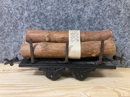 Spur 0 Kleiner Rungenwagen mit Langholz beladen SBB