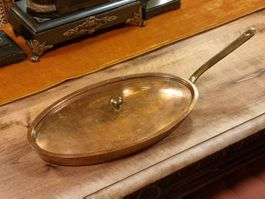 Kupfer Bratpfanne oval mit Deckel Edelstahl