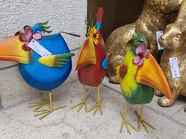 Blech Vögel bunt für Indoor & Outdoor Set 3-teilig