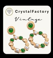 Vintage Creolen Czech Glascabochon und Strass