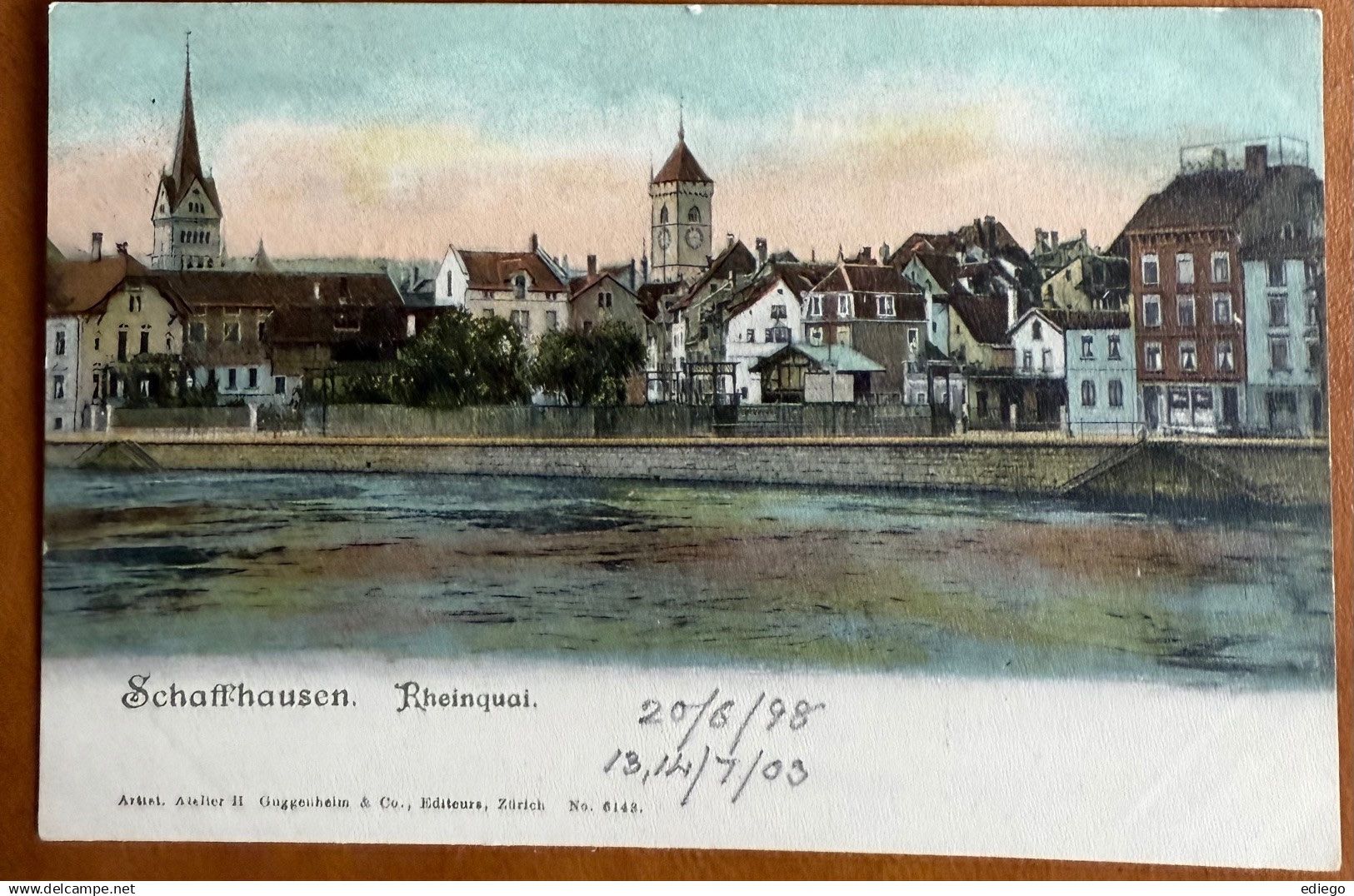 Cartoline postali: SCHAFFHAUSEN - Rheinquai 1898 – Usato da Lutry venduto da Ediego