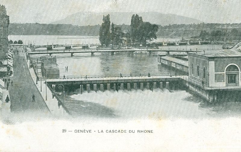 Ansichtskarten: Genève -la cascade du Rhone + c1905 – Gebraucht aus Emmenbrücke von teestube