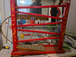 Holz Murmelbahn mit Glockenspiel guter Zustand