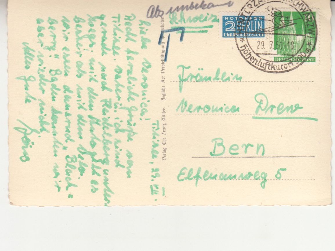 Cartoline postali: Titisee 1950 – Usato da Bürglen TG venduto da StampGraf 1