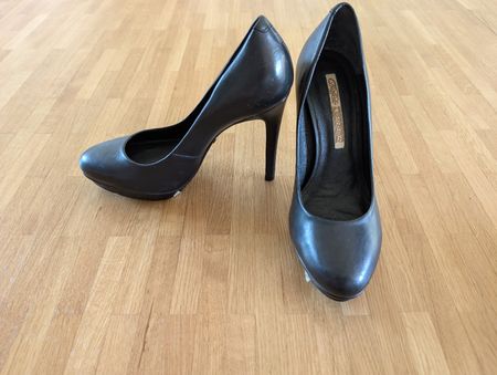 Buffalo London black leather heels, size 37
