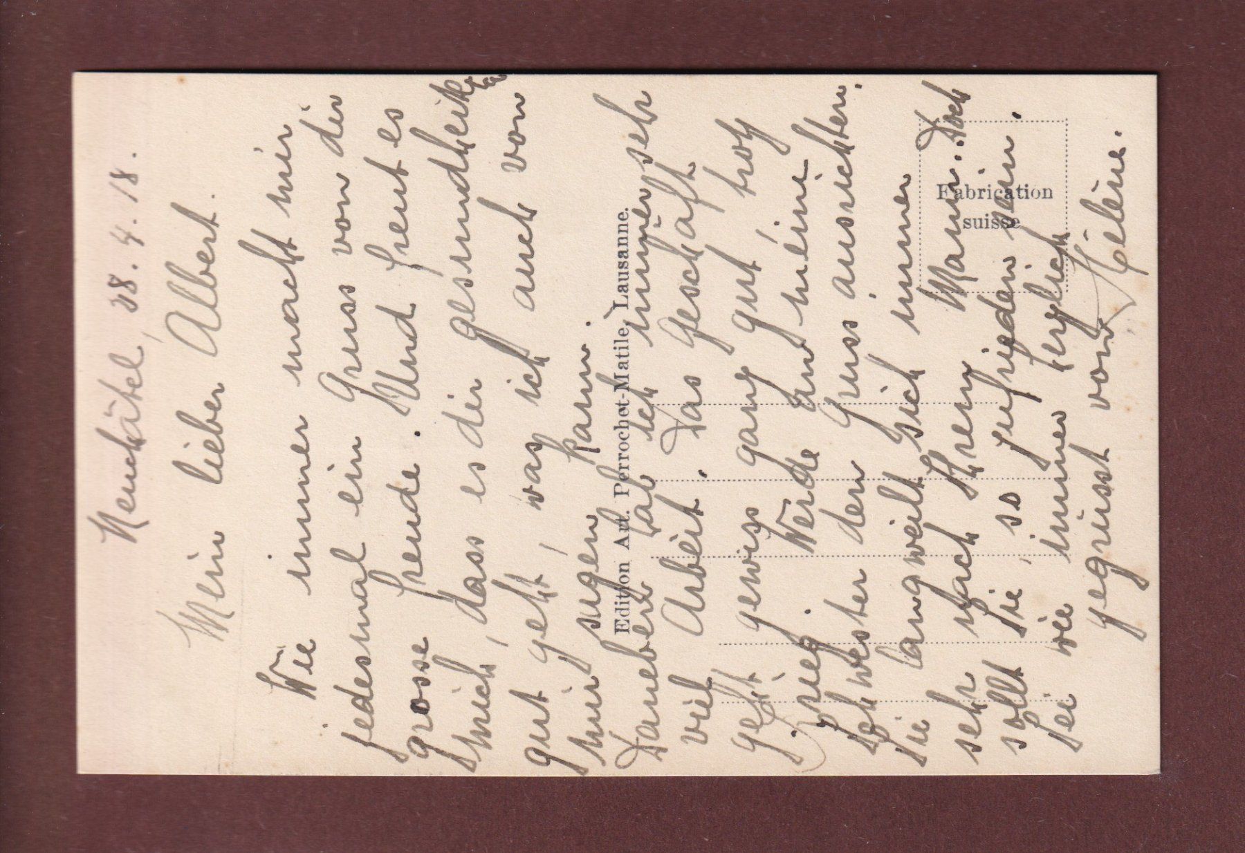 Ansichtskarten: NEUCHÂTEL - Le Château - 1918 – Gebraucht aus Pully von nicecards 1