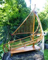 Barca a vela decorativa in bamboo – Modernariato - 103 cm