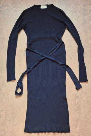 KLEID DRESS S XS 36 34 DUNKELBLAU STRICKKLEID,  TOP ZU MANTE