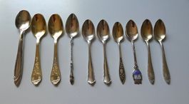 10 Mokkalöffel, 800 Silber versilbert Souvenir Vintage