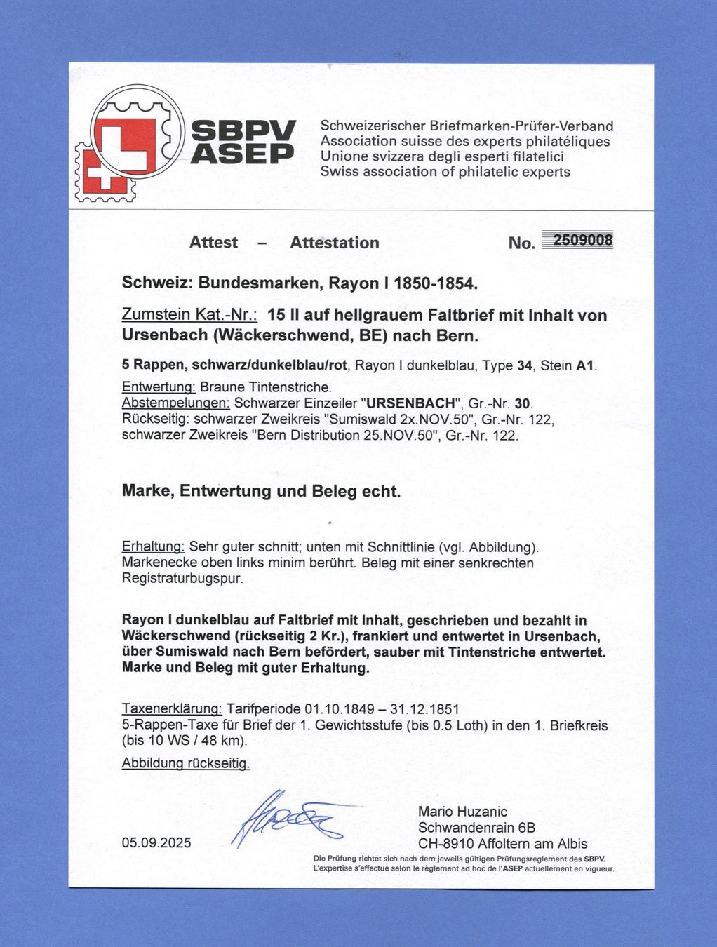 Tutti i francobolli: Interessanter Rayonbrief mit einer 15 II ab Ursenbach – Usato da Maggia venduto da philtrade 2