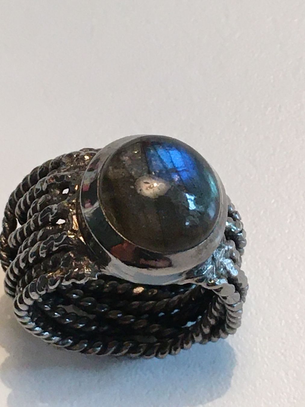 Olga Ribler Anelli: Wunderschöner moderner Ring 925 Sterlingsilber + Labradorit – Nuovo (secondo la descrizione) da Bern venduto da Smile-2707 5