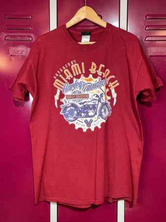 MIAMI BEACH HARLEY DAVIDSON MOTOR CYCLES T-SHIRT SZ: L