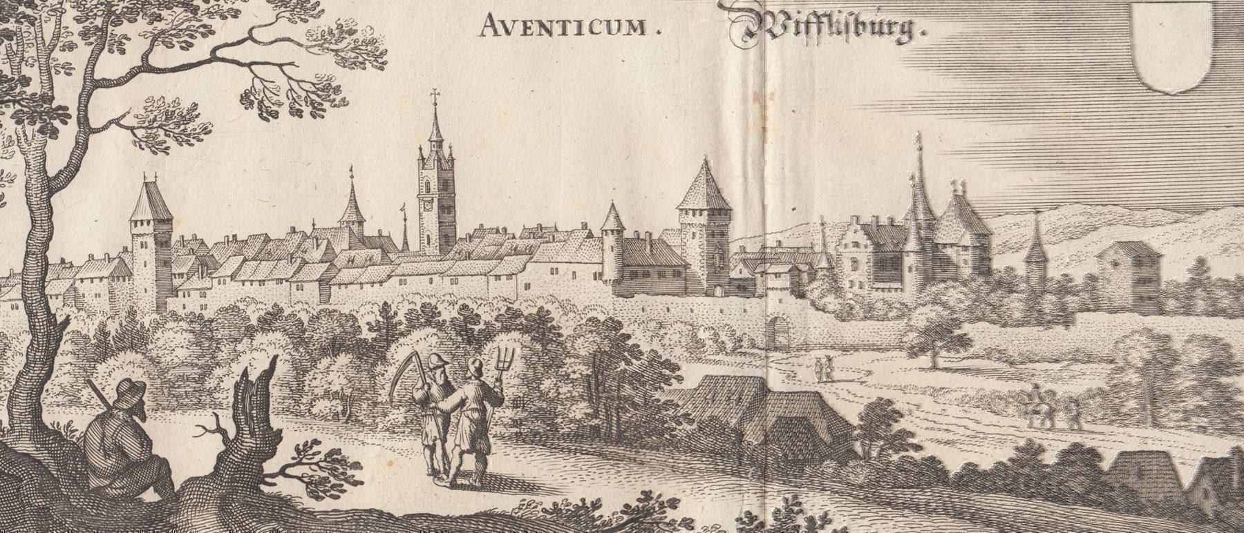 Stiche: AVENCHES, WIFFLISBURG, KUPFERSTICH 1654 – Antik aus Grüningen von Kartensammler