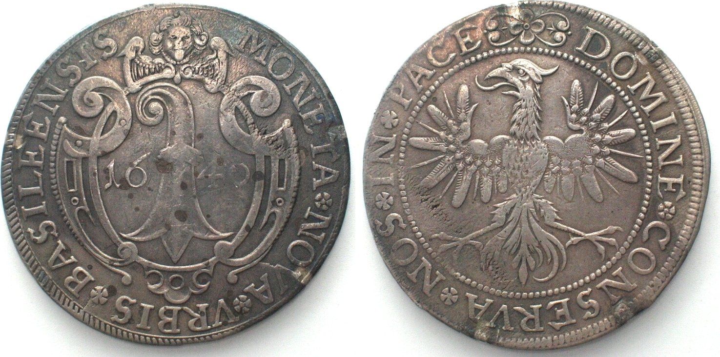 Tutti le monete: BASEL Stadt. Taler 1640 Silber ss+ – Usato da Riehen venduto da sesambestcoins2004
