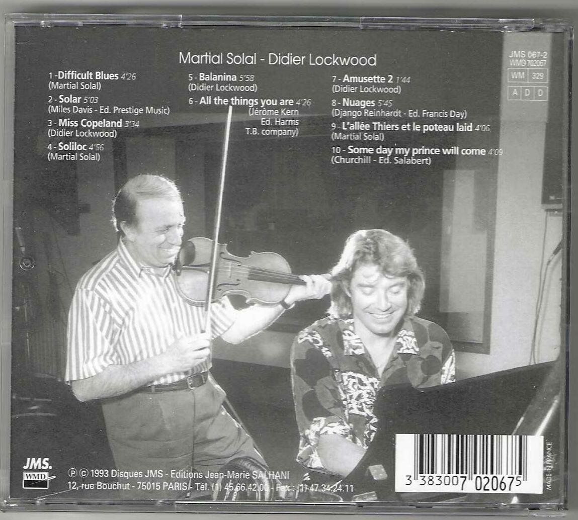 CDs: Martial Solal / Didier Lockwood – Gebraucht aus Genève von CDLPBookS 1