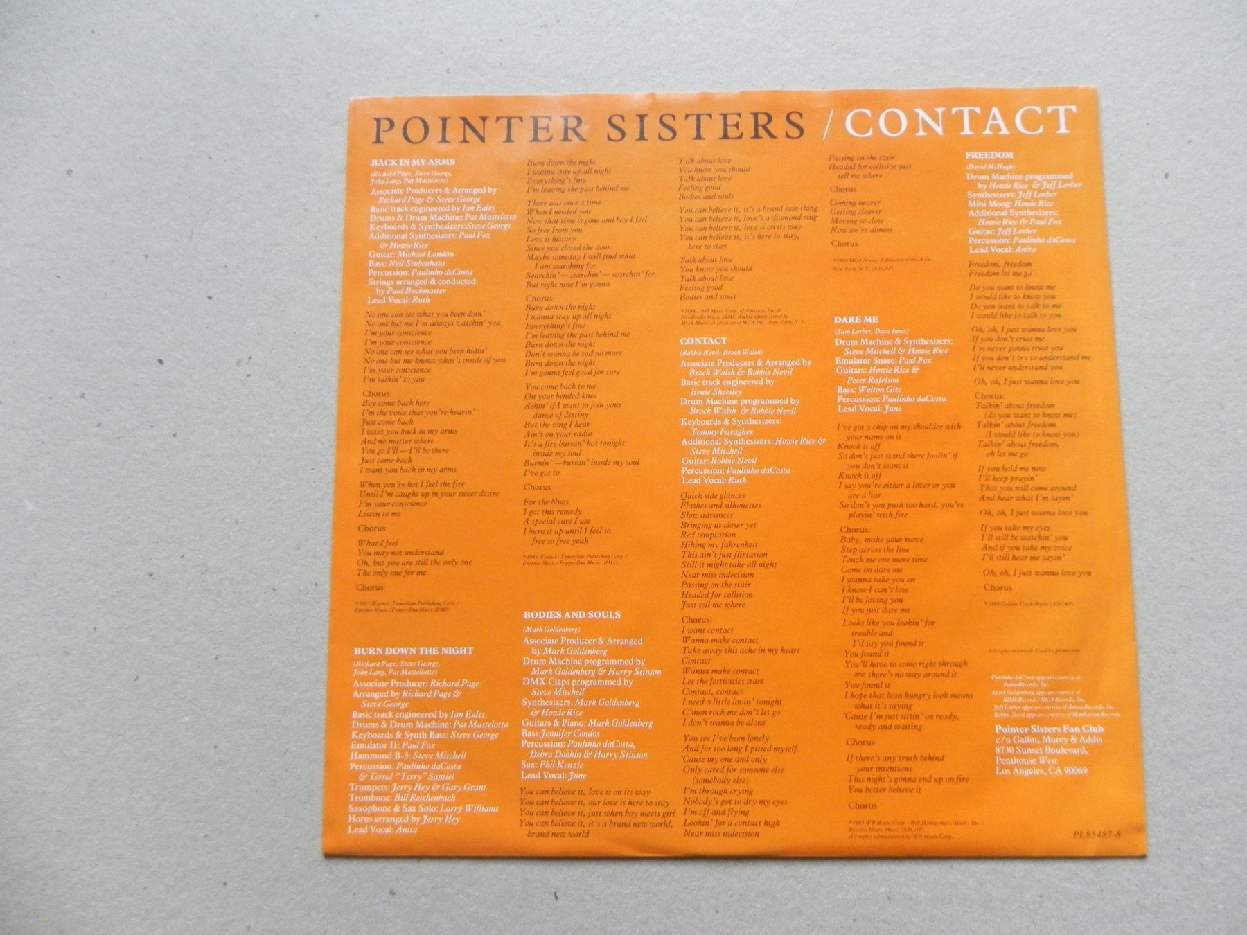 Schallplatten: LP US Soul R&B Disco The Pointer Sisters 1985 Contact – Gebraucht aus Siebnen von krimsie 2