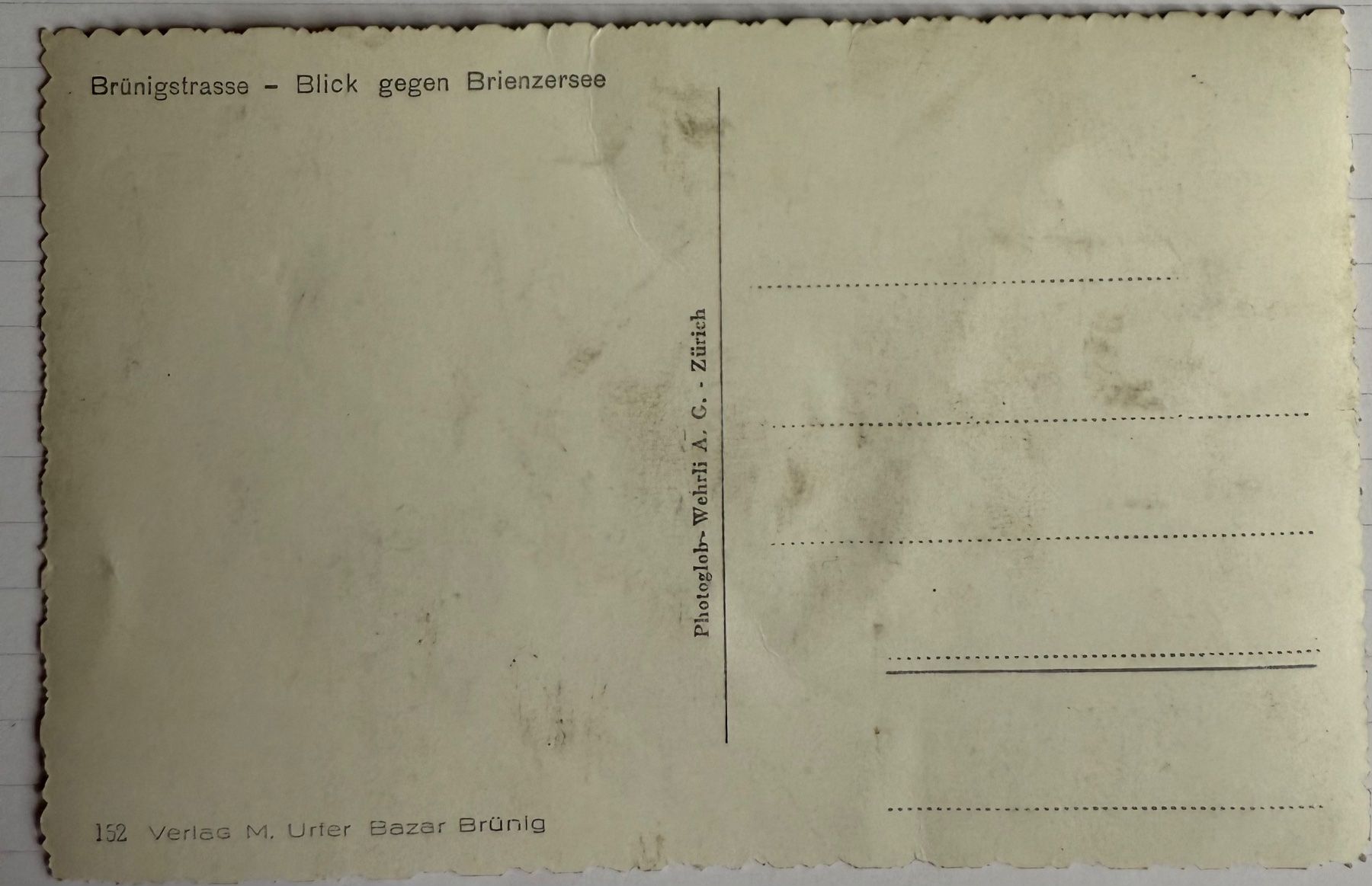 Cartoline postali: AK:  Brünig 1930 env. – Usato da Lutry venduto da Ediego 2