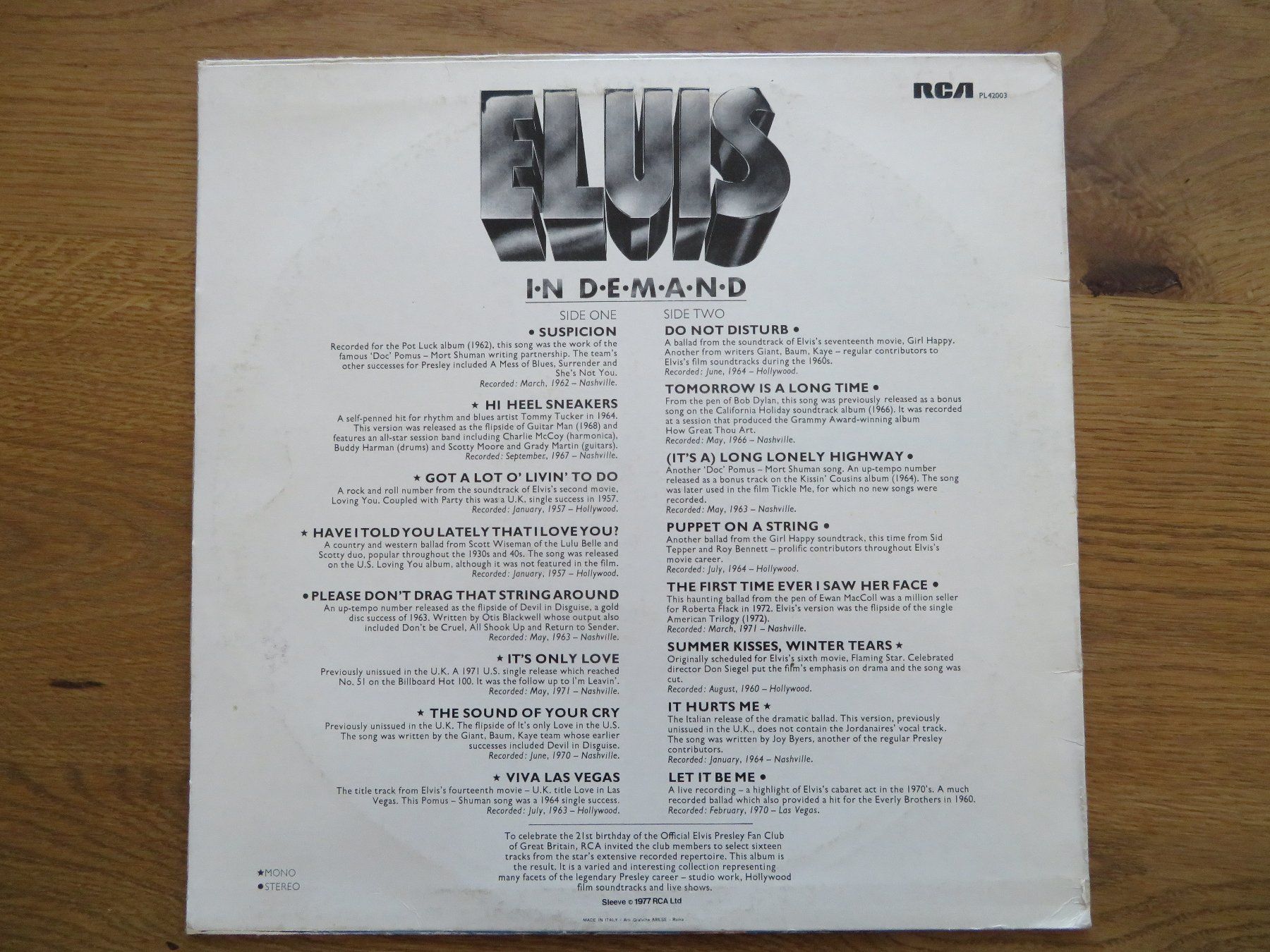 Dischi in vinile: ELVIS PRESLEY IN DEMAND – Usato da Zürich venduto da max_cp5f 1