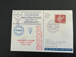 Ballon-Post-Karte 1960 Erstag spez Stempel verschoben (G297)