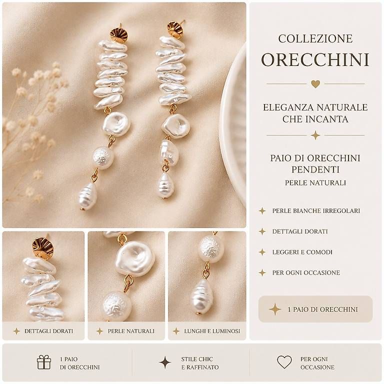 Ohrringe & -stecker: Orecchini pendenti con perle naturali – Neu und originalverpackt aus Lugano von solowolford