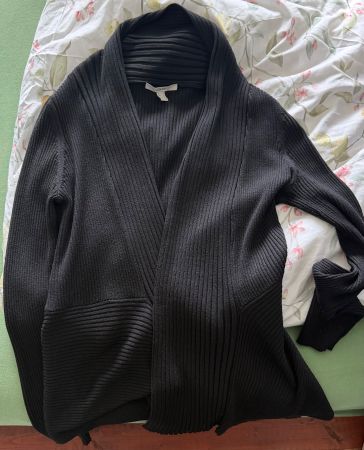Esprit Strickjacke / Cardigan, Rippstrick, schwarz – Gr. L/X