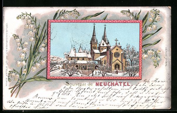 Ansichtskarten: Litho Neuchâtel, Kirche im Winter, 1906 – Gebraucht aus Berlin von bartko-reher