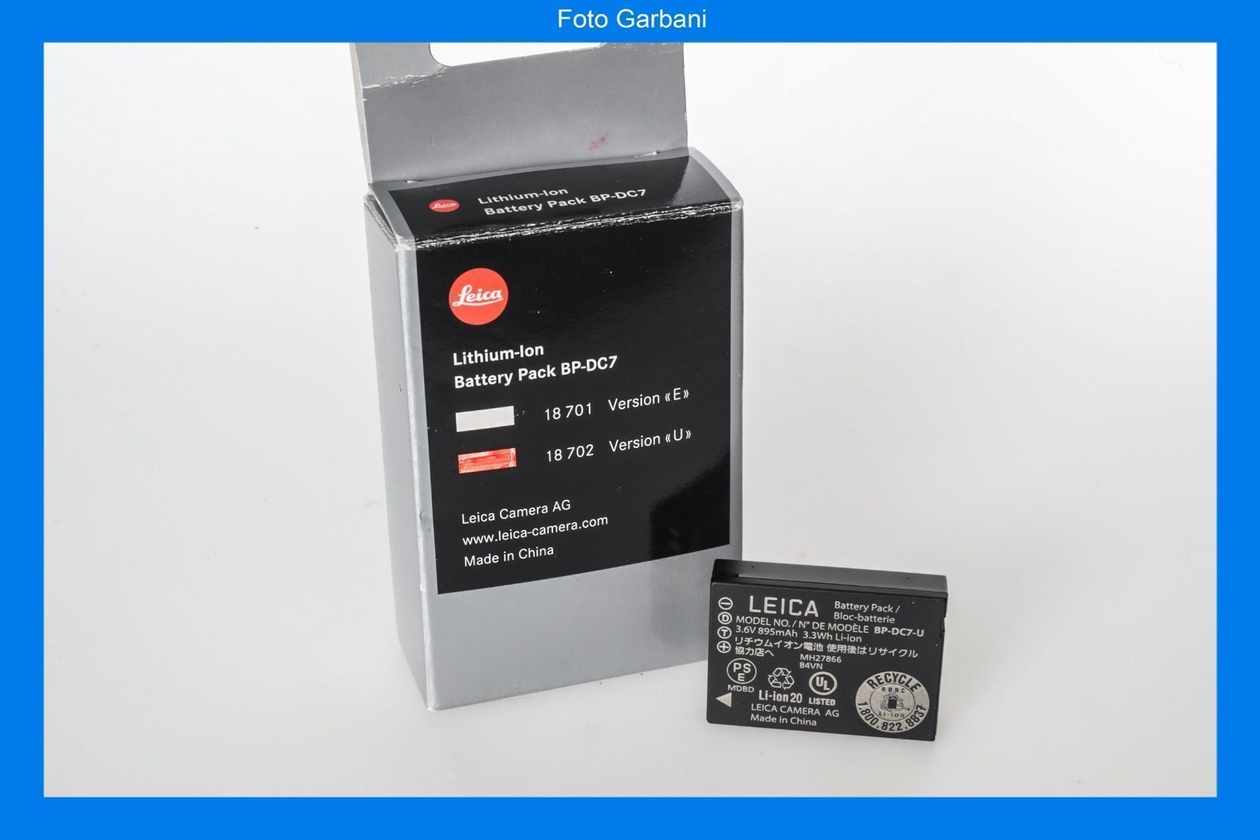 Leica Caricatori & Batterie: Leica battery BP-DC7 version "U" – Nuovo e nell'imballaggio originale da Muralto venduto da FotoGarbani