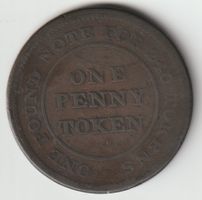 1813 One Penny Token Lead Works England, Bronze Münze