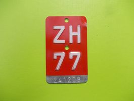 Velonummer / Fahrradnummer ZH 77