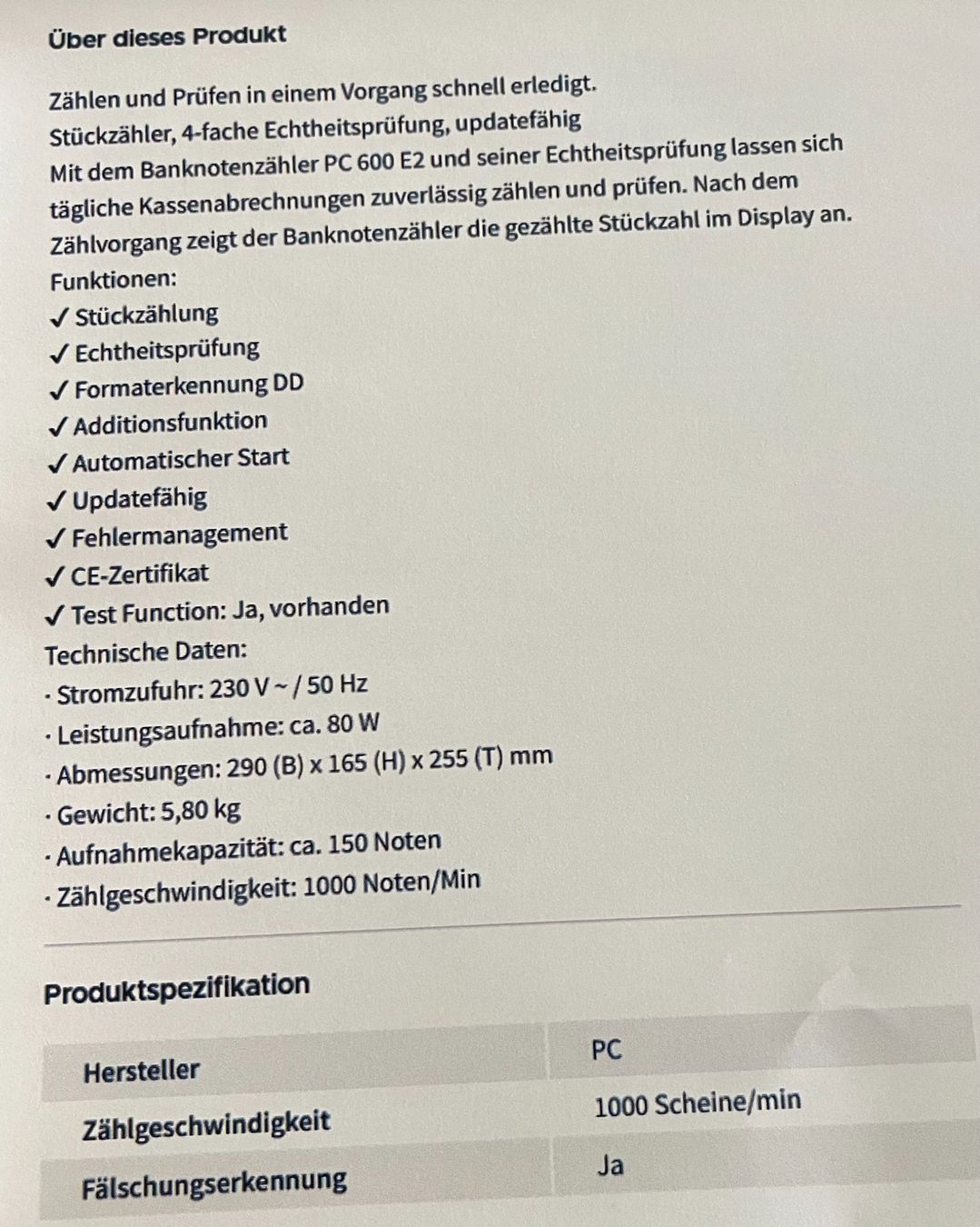Tutte le macchine: Geldzählmaschine PC 600 – Nuovo (secondo la descrizione) da Unterterzen venduto da Shila02 1