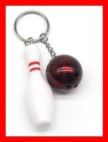 Schlüsselanhänger Bowling Kegeln Rot Strike Spare Pin Kugel