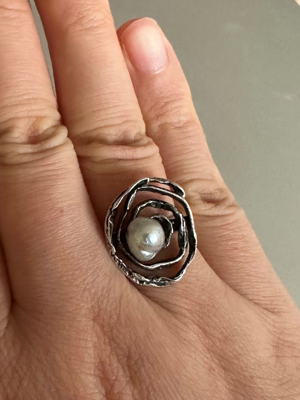 Anelli: Vintage 800er Silber Ring mit Perle, Perli – Usato da Onex venduto da Antiqueshow 2