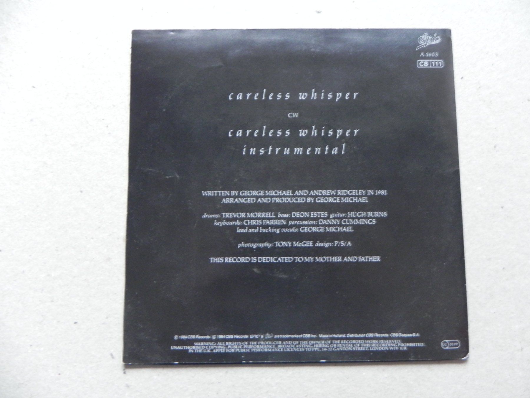 Schallplatten: Single 7 " Pop Sänger George Michael 1984 Careless Whisper – Gebraucht aus Siebnen von krimsie 1