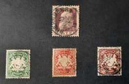 4-28-1 Timbres de Bavière, BAYERN, oblitérés 1876 et 1911
