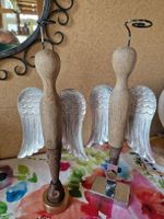 2 Engel Holz Engelsfiguren Handarbeit/Figuren 2er Set Deko
