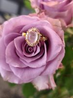 Goldener Ring, Gold mit Rosenquarz und Zirkonia, Gr. ca. 52