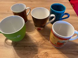 5er Set Diverse Tassen, Kaffeetassen, Teetassen
