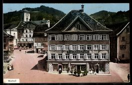 AK Wattwil, Ortsansicht mit Gasthof