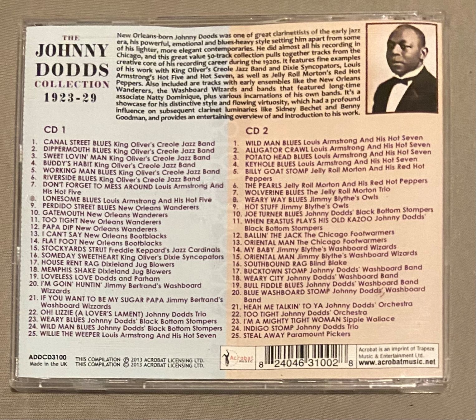 CDs: 2 CDs THE JOHNNY DODDS COLLECTION 1923-29 – D'occasion à Luzern par Lycka 1