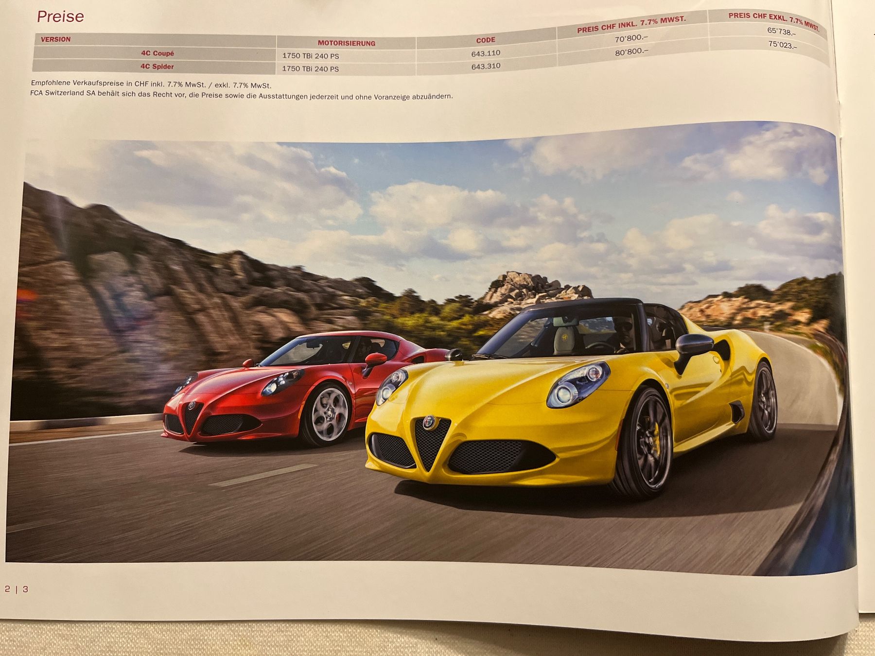 Documenti: Alfa Romeo 4C Preisliste 2018 – Nuovo (secondo la descrizione) da Goldach venduto da SSRConzept 1