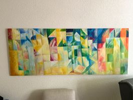 Gemälde gross farbig bunt Schweiz 198x78 cm