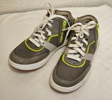 Clarks Kinder Sneakers Leder Grösse 31 Grau/Neongrün