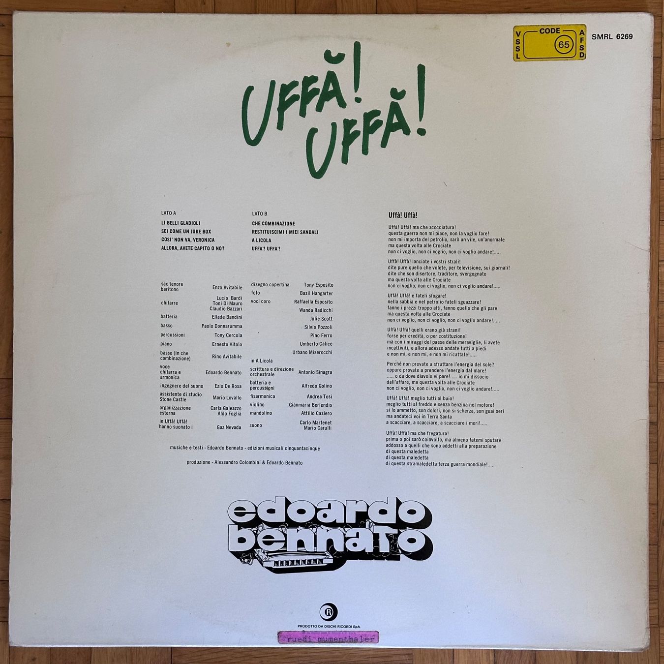 Schallplatten: LP - Edoardo Bennato - Uffà! Uffà! – Gebraucht aus Breganzona von Onairda75 1