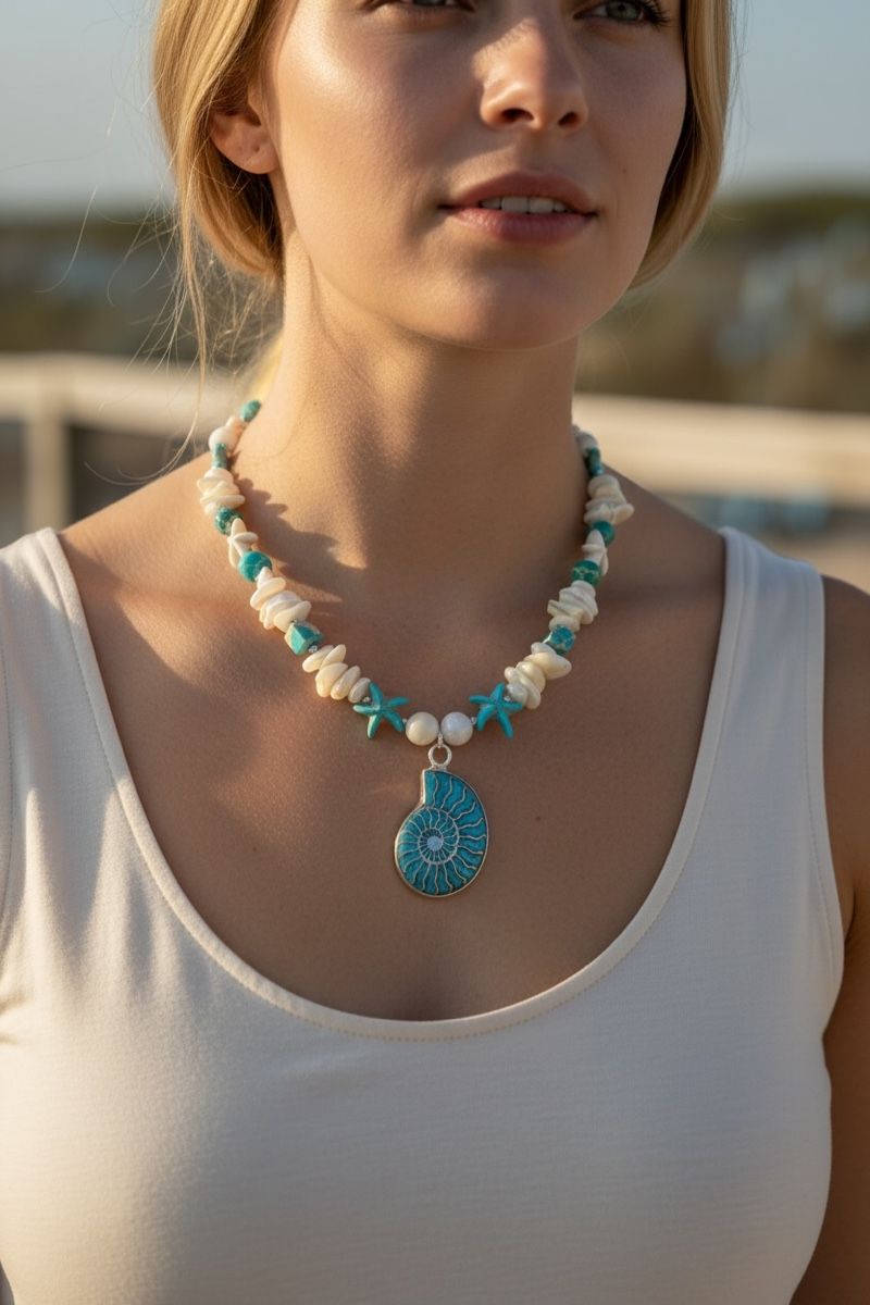 Catenine: Halskette mit Perlmutt Perlen, Muscheln, Imperial Jaspis  – Nuovo e nell'imballaggio originale da Kriens venduto da Hortensie6 4