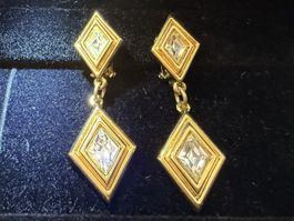 Vintage-Ohrringe Cabouchon Paris – Goldfarben