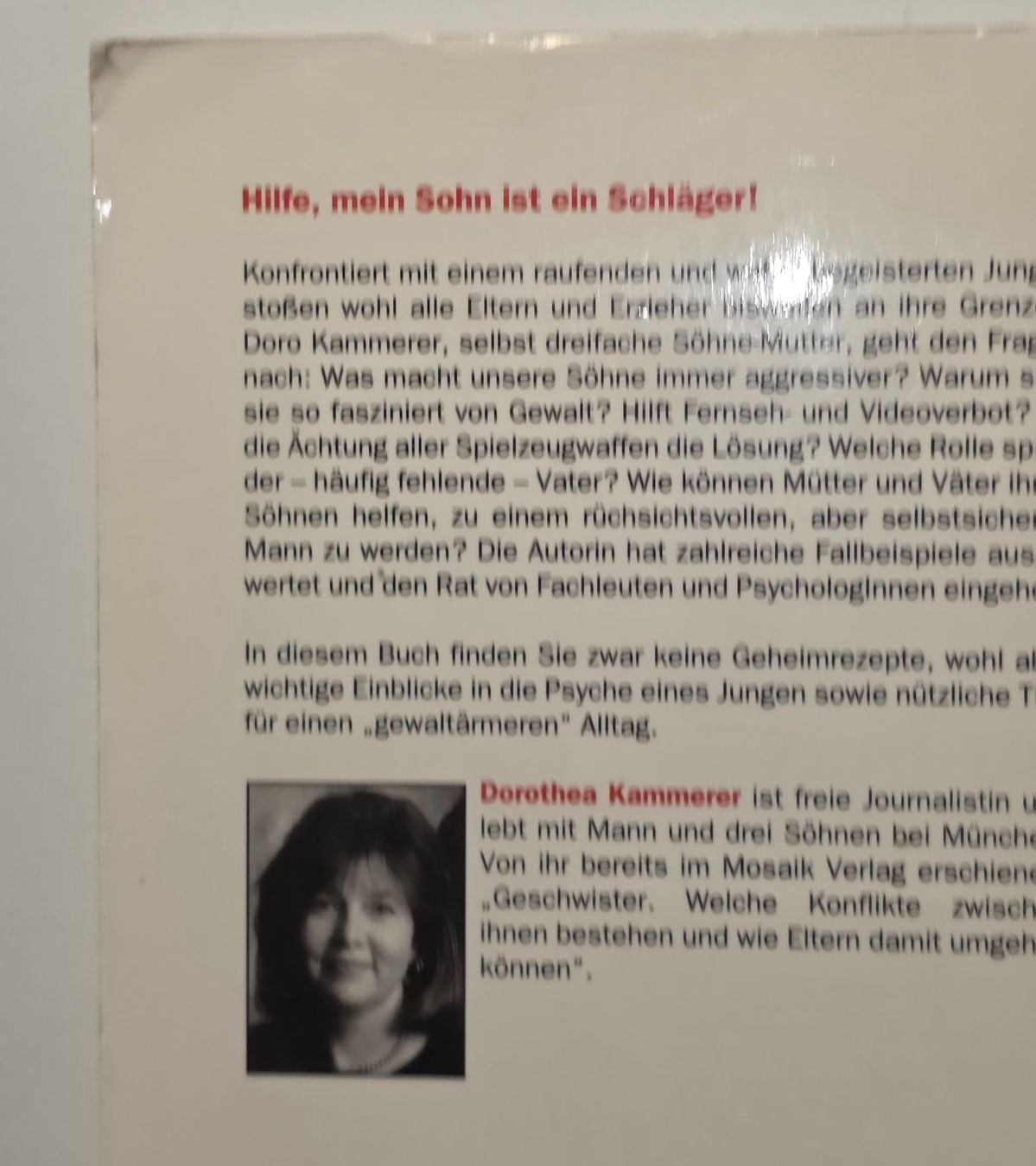 Bücher: AGGRESSION und GEWALT bei JUNGEN Dorothea Kammerer – Gebraucht aus Dürnten von Bachtelrider_ 3